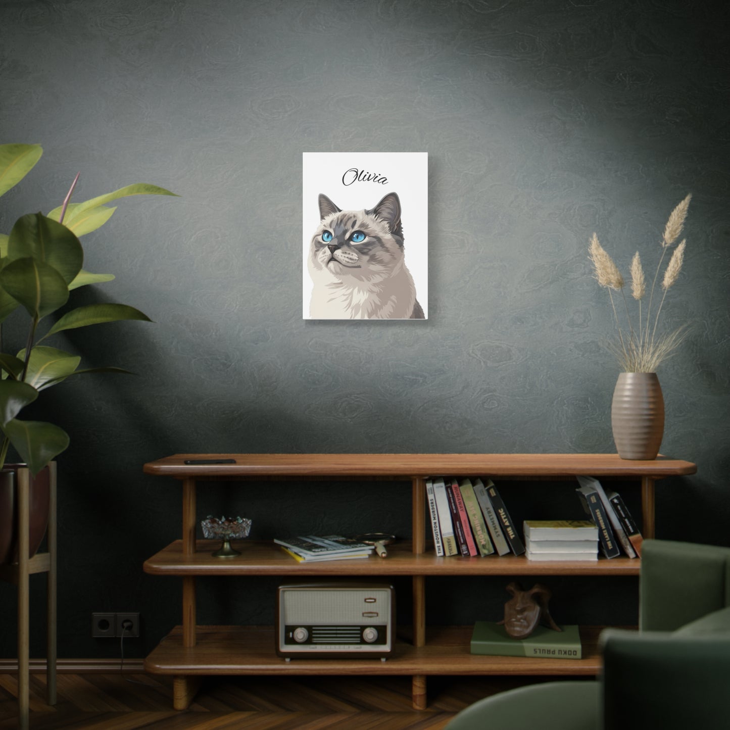 custom cat canvas size 18x24in hanging on a on a wall