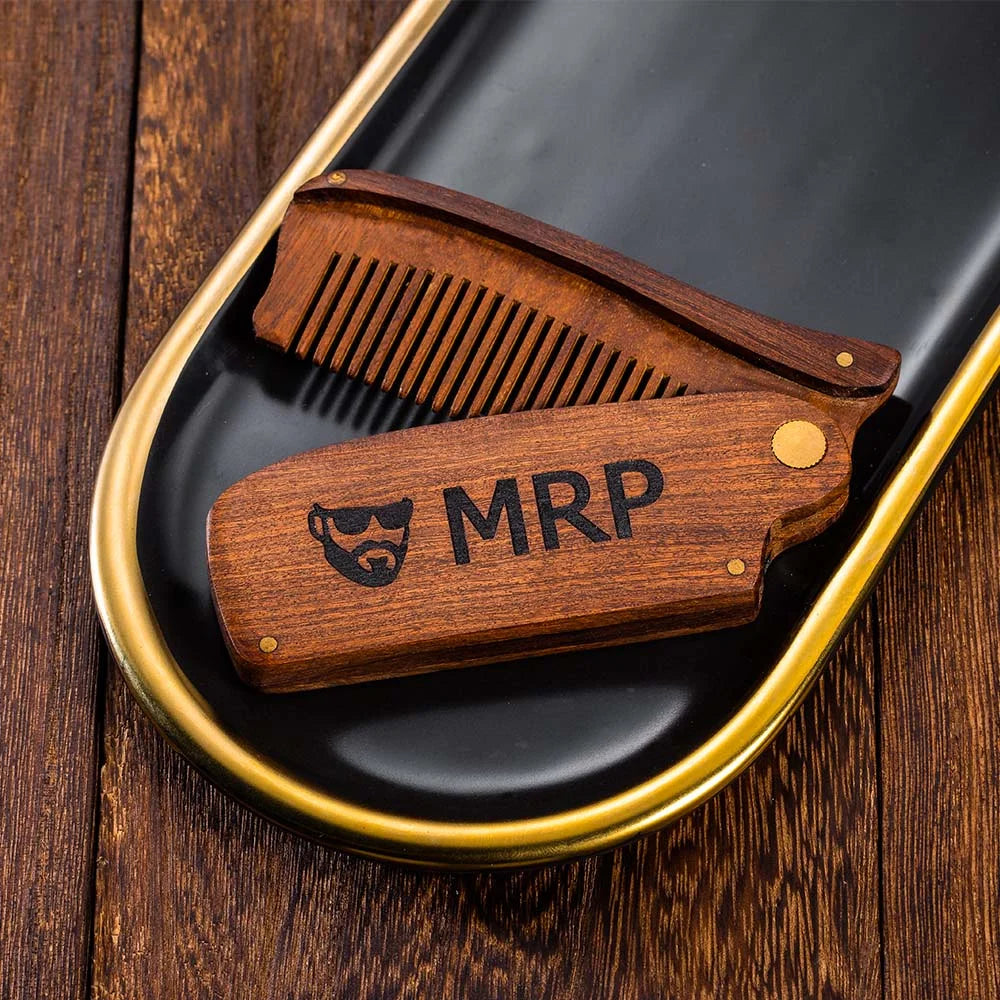 Custom Folding Wooden Beard comb for /Dad/ Boyfriends/ Groomsmen