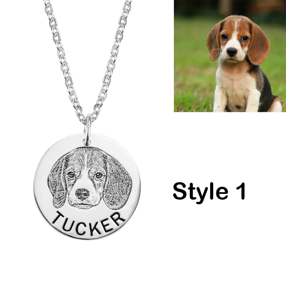 Custom pet photo disc necklace 925 Silver | pet necklace memorial