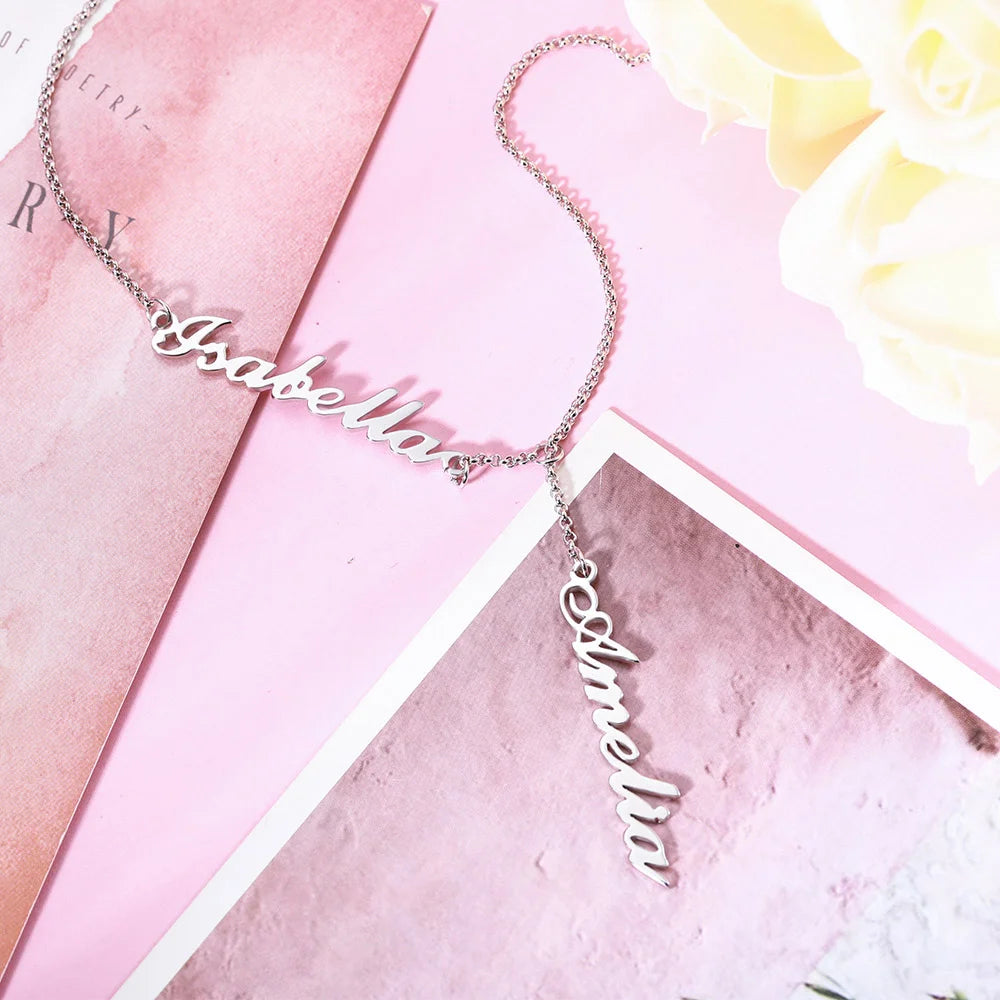Personalized necklace with two names silver 925