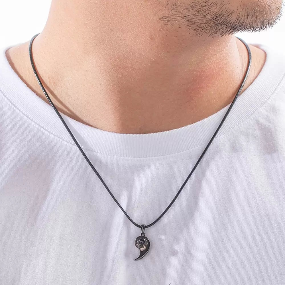 Personalized projection matching heart necklace for couple set of 2|Necklace i love you in 100 languages