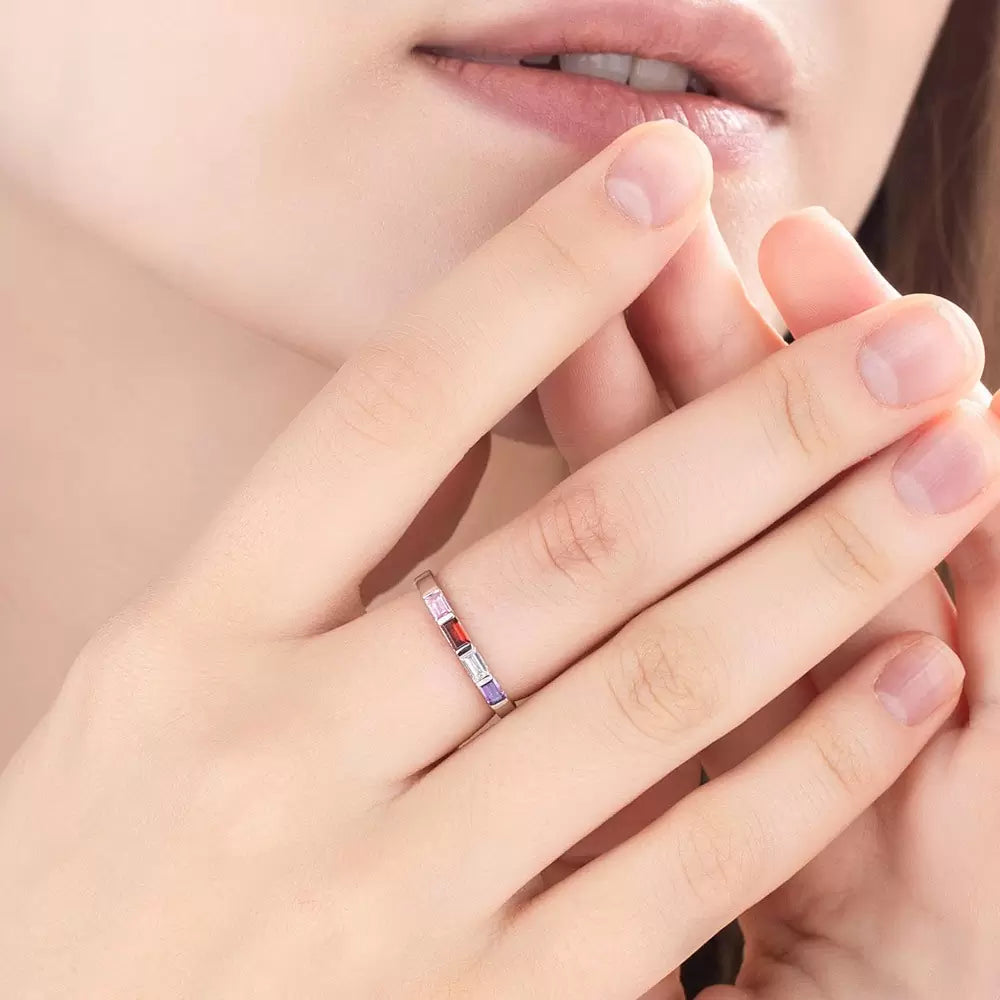 Custom Family Stackable Birthstone Rings | Sterling silver birthstone rings