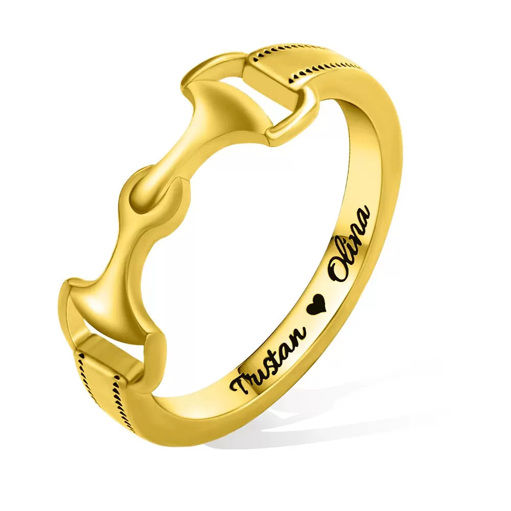 Personalized Snaffle Bit Horse Ring| 925 Sterling Silver Snaffle Bit| Equestrian Jewelry