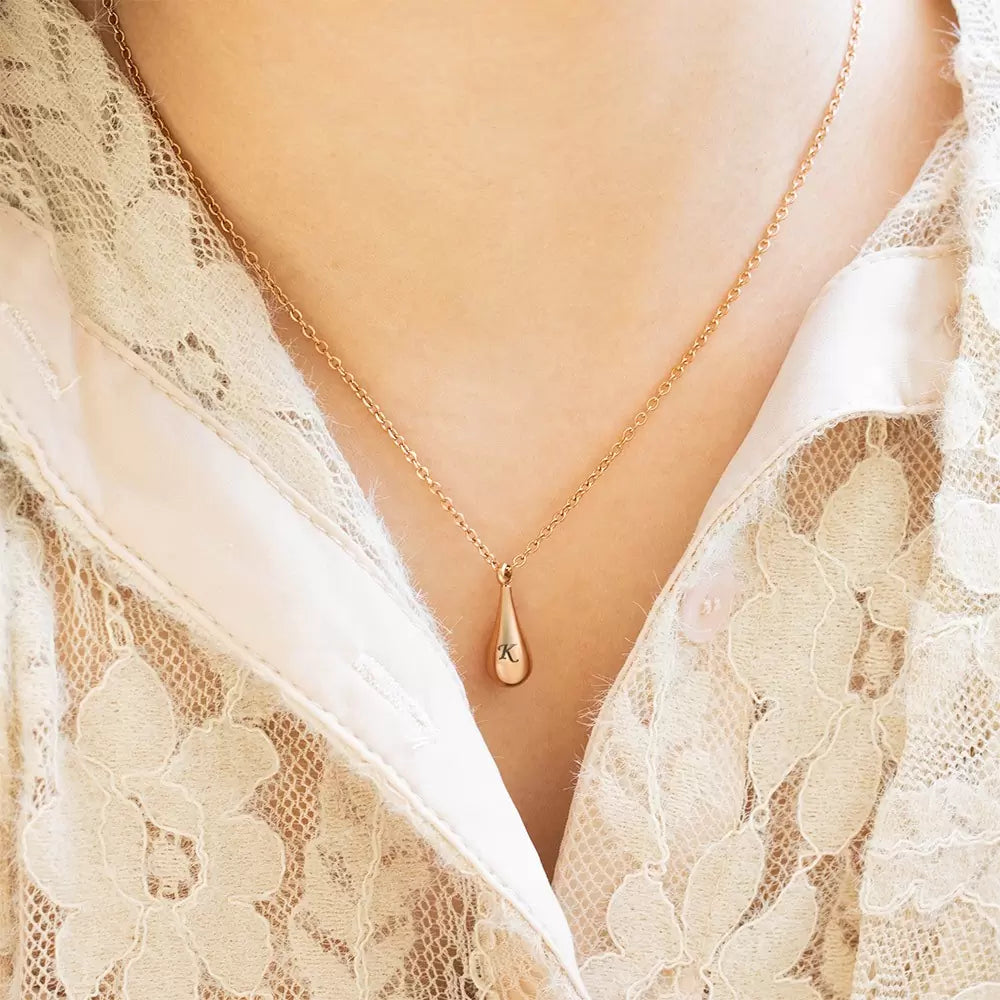 Custom Tiny Teardrop Urn Necklace with Name for Ashes