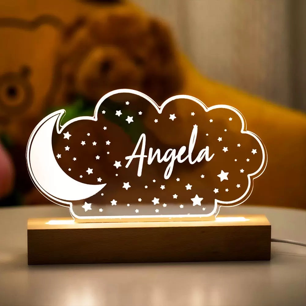 Moon and Stars Night Light, Personalized nursery decor