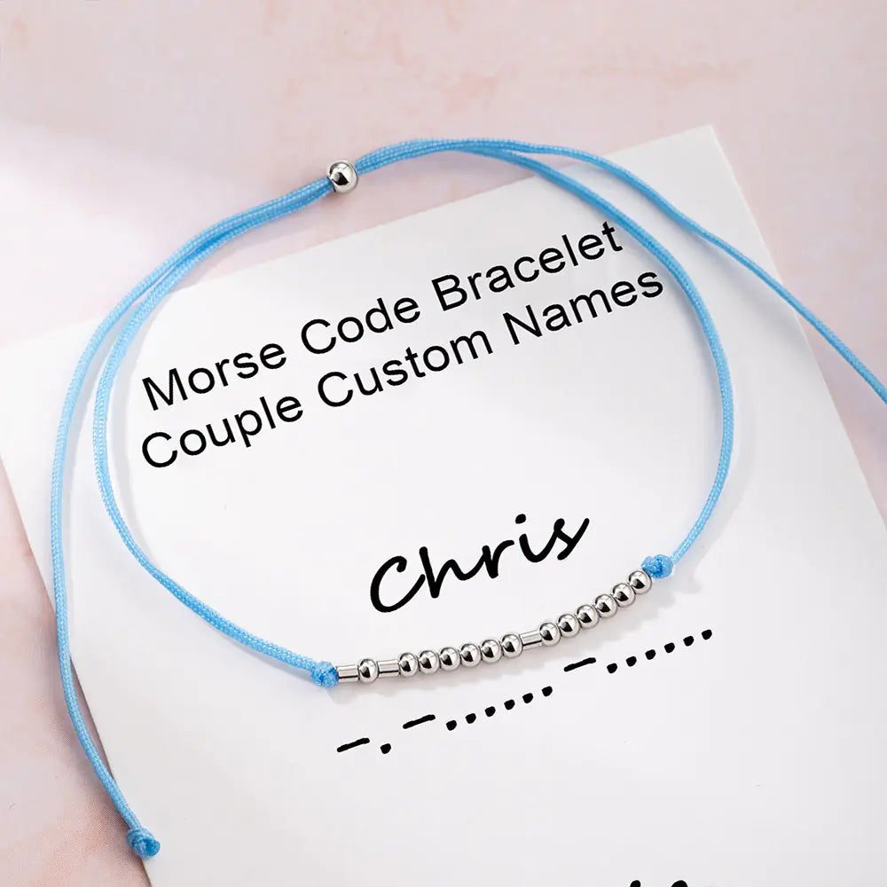 Personalized Couple bracelets morse code | s925 silver set of 2 morse code bracelet