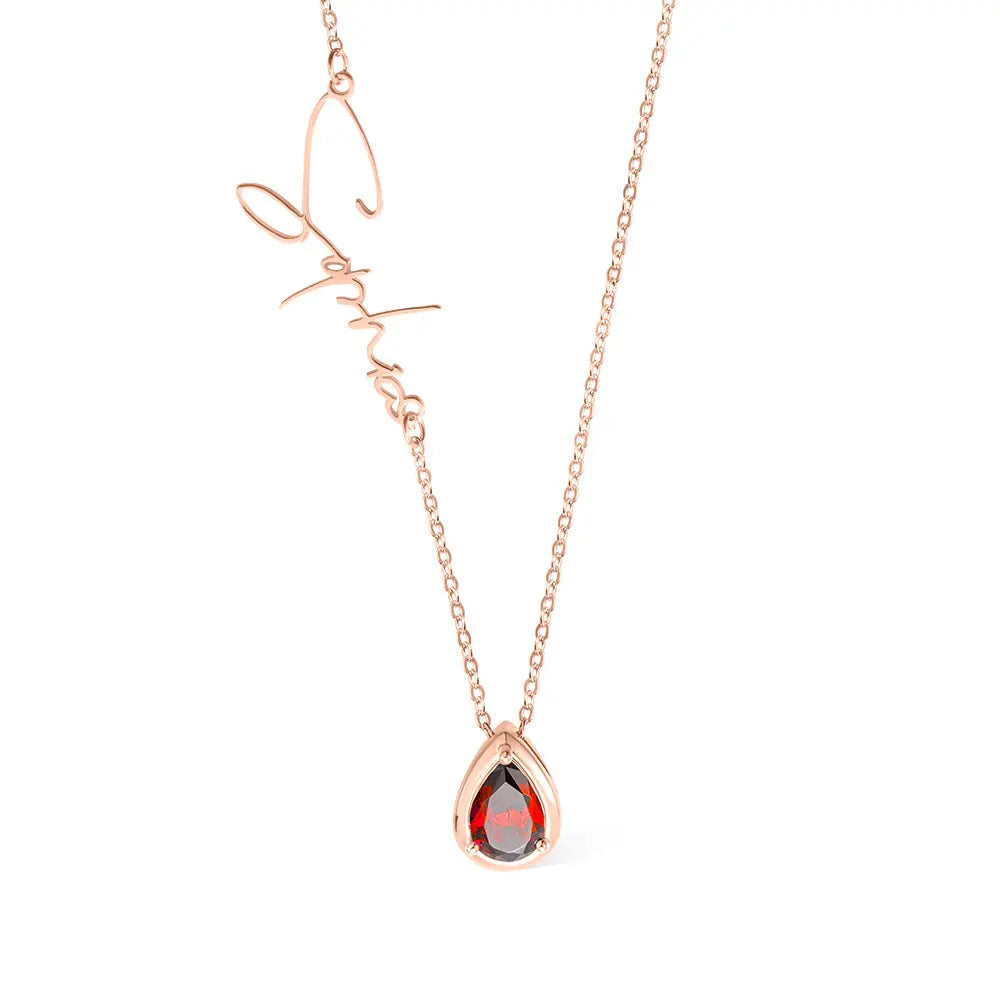 Personalised Name Birthstone Necklace | Sideways Name Necklace, Minimalist Jewelry