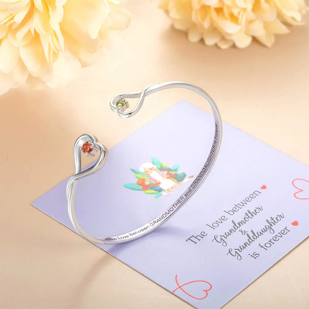 Custom Double Birthstone Heart Bracelet | Gifts to grandma from granddaughter