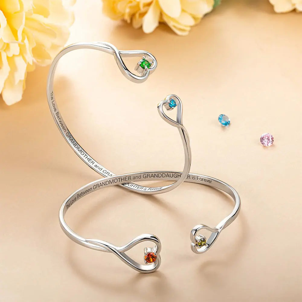 Custom Double Birthstone Heart Bracelet | Gifts to grandma from granddaughter