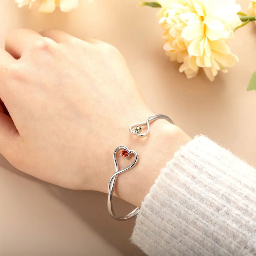 Custom Double Birthstone Heart Bracelet | Gifts to grandma from granddaughter