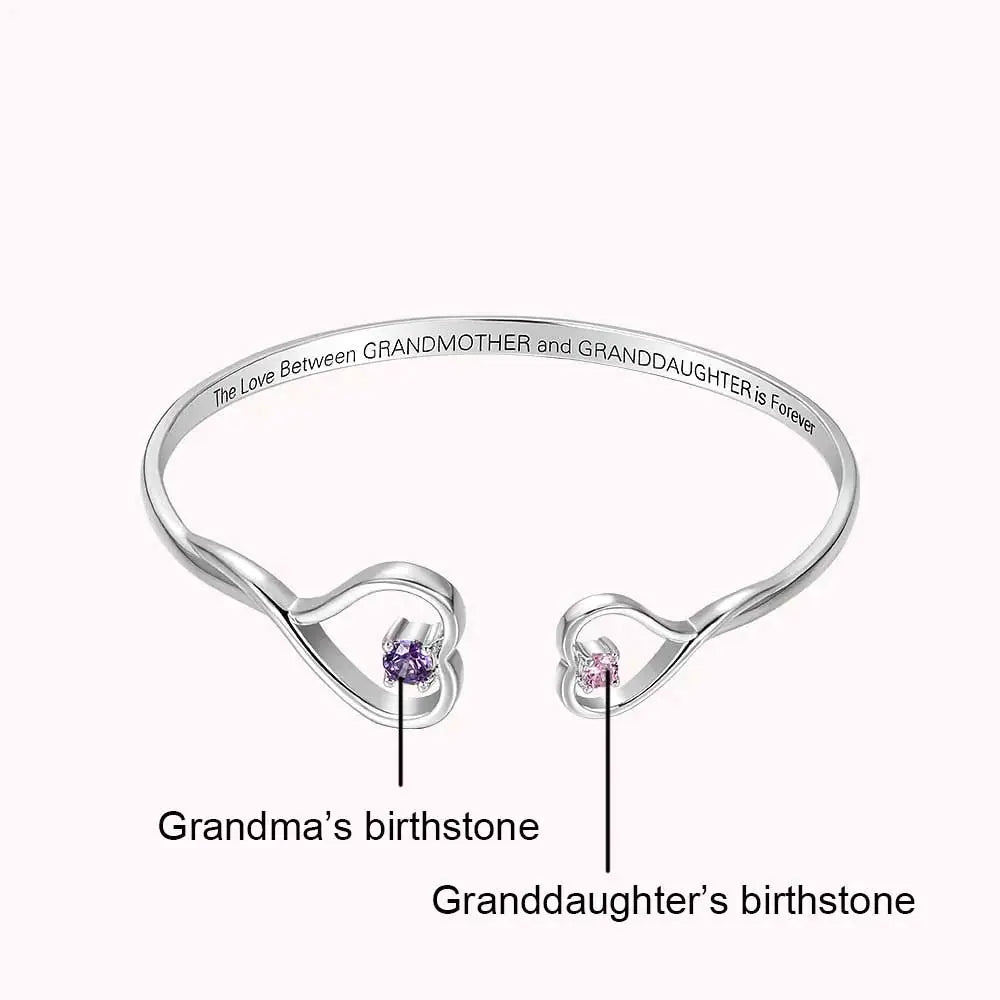 Custom Double Birthstone Heart Bracelet | Gifts to grandma from granddaughter