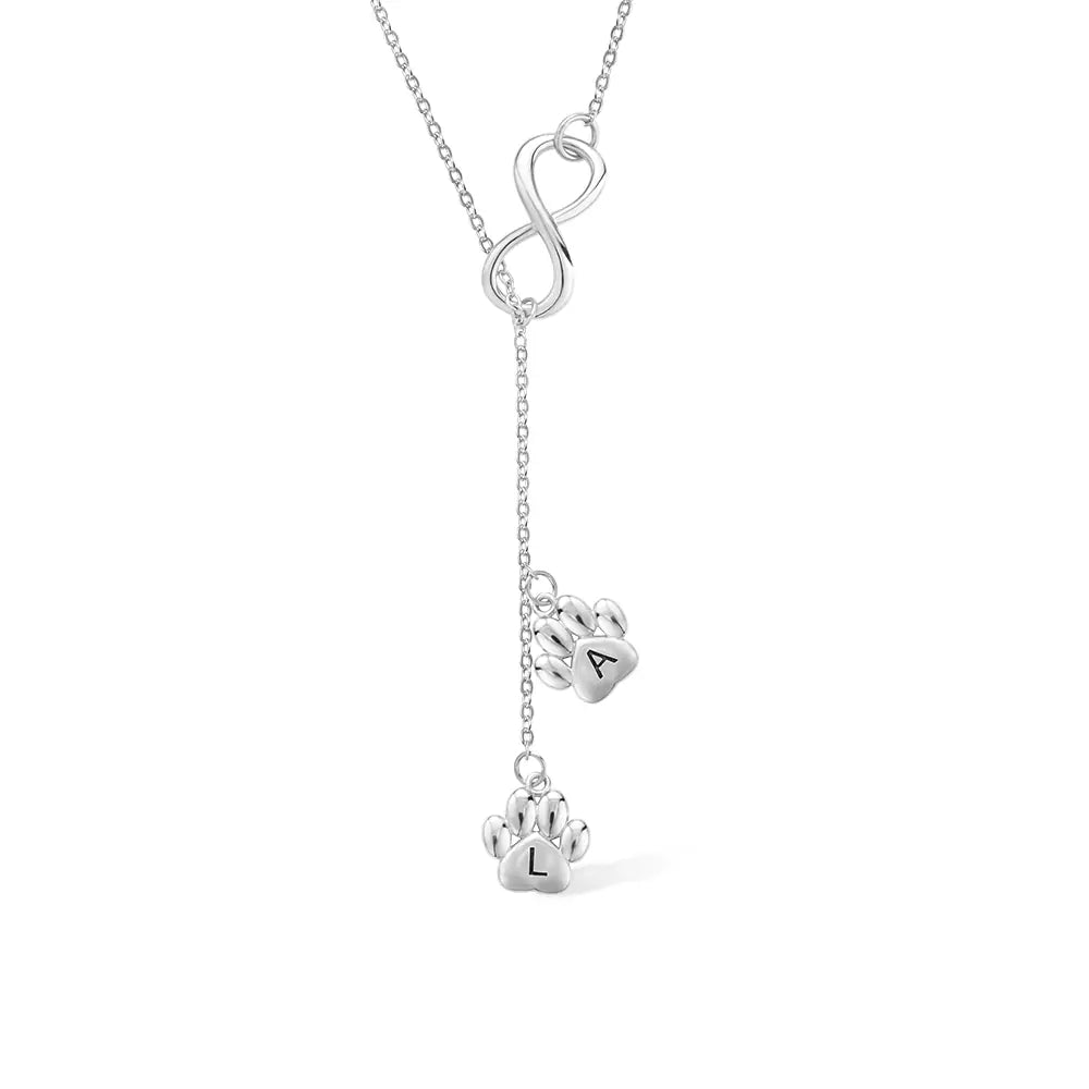 Custom paw print necklace 925 Silver | Paw Print & Initials Necklace