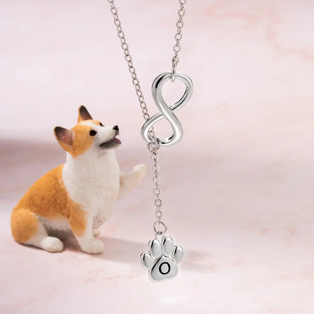 Custom paw print necklace 925 Silver | Paw Print & Initials Necklace