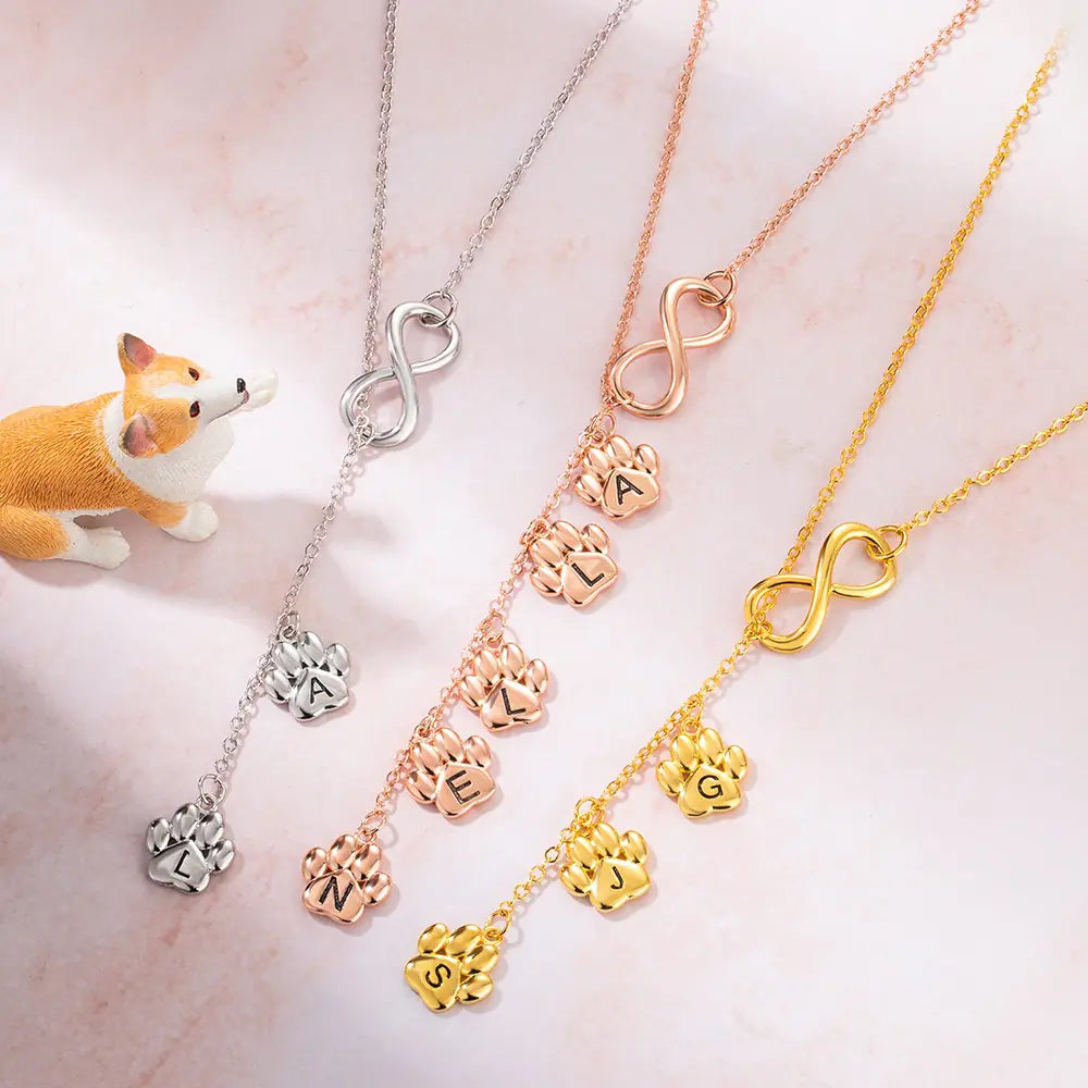 Custom paw print necklace 925 Silver | Paw Print & Initials Necklace