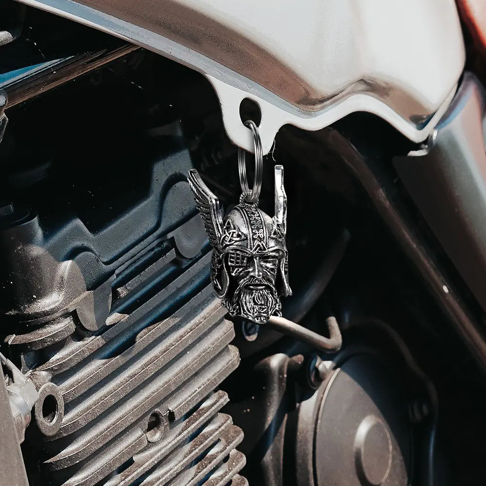 Odin Viking God Guardian Bell | Gremlin Bells for Motorcycles| Set of bell & engraved keychain