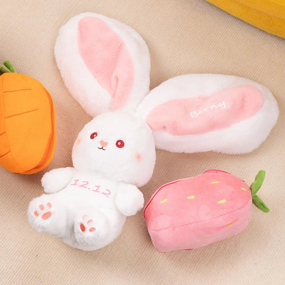 Custom bunny plush| Strawberry & Carrot bunny plush | Stuffed bunny with long ears