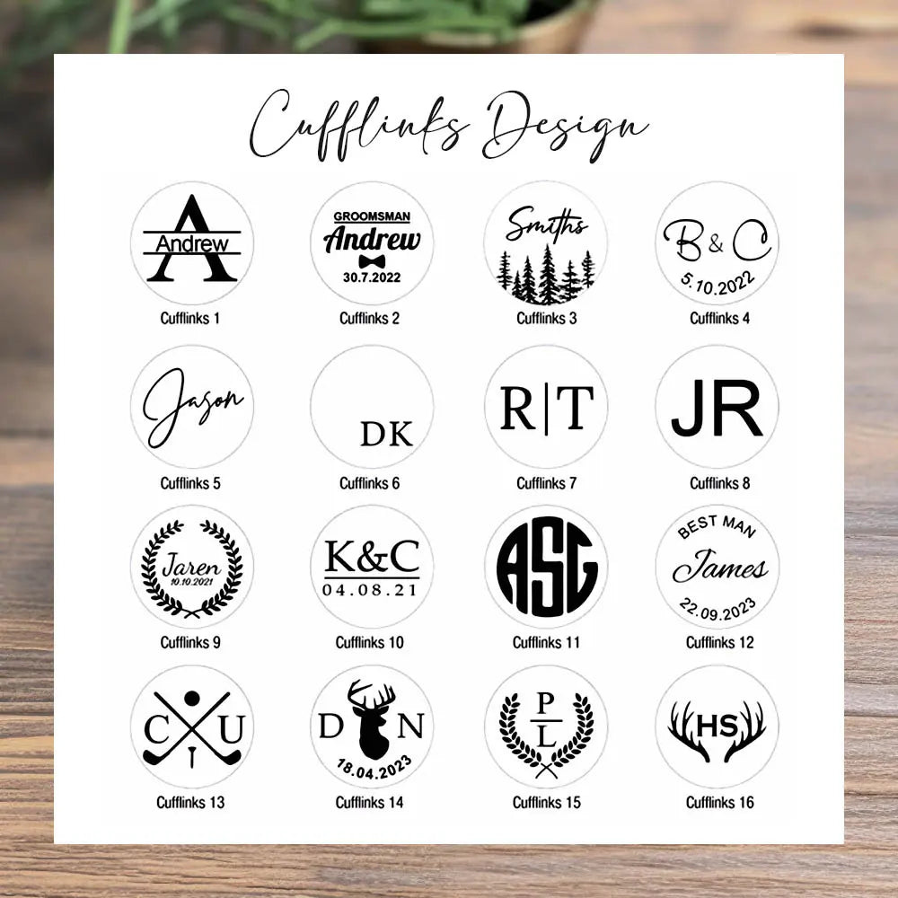 Custom Tie Clip and Cufflink Set for Men|initialed cufflinks