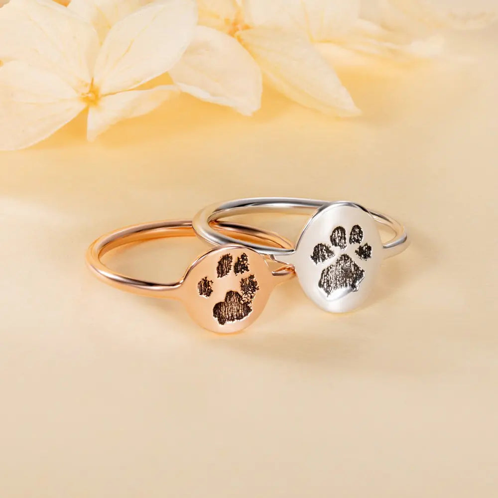 Custom Paw Print Ring |Minimalist Ring | Pet Memorial Gift