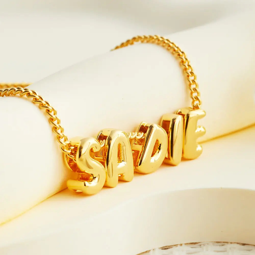 Custom bubble name necklace | Chunky Balloon Initial Necklace