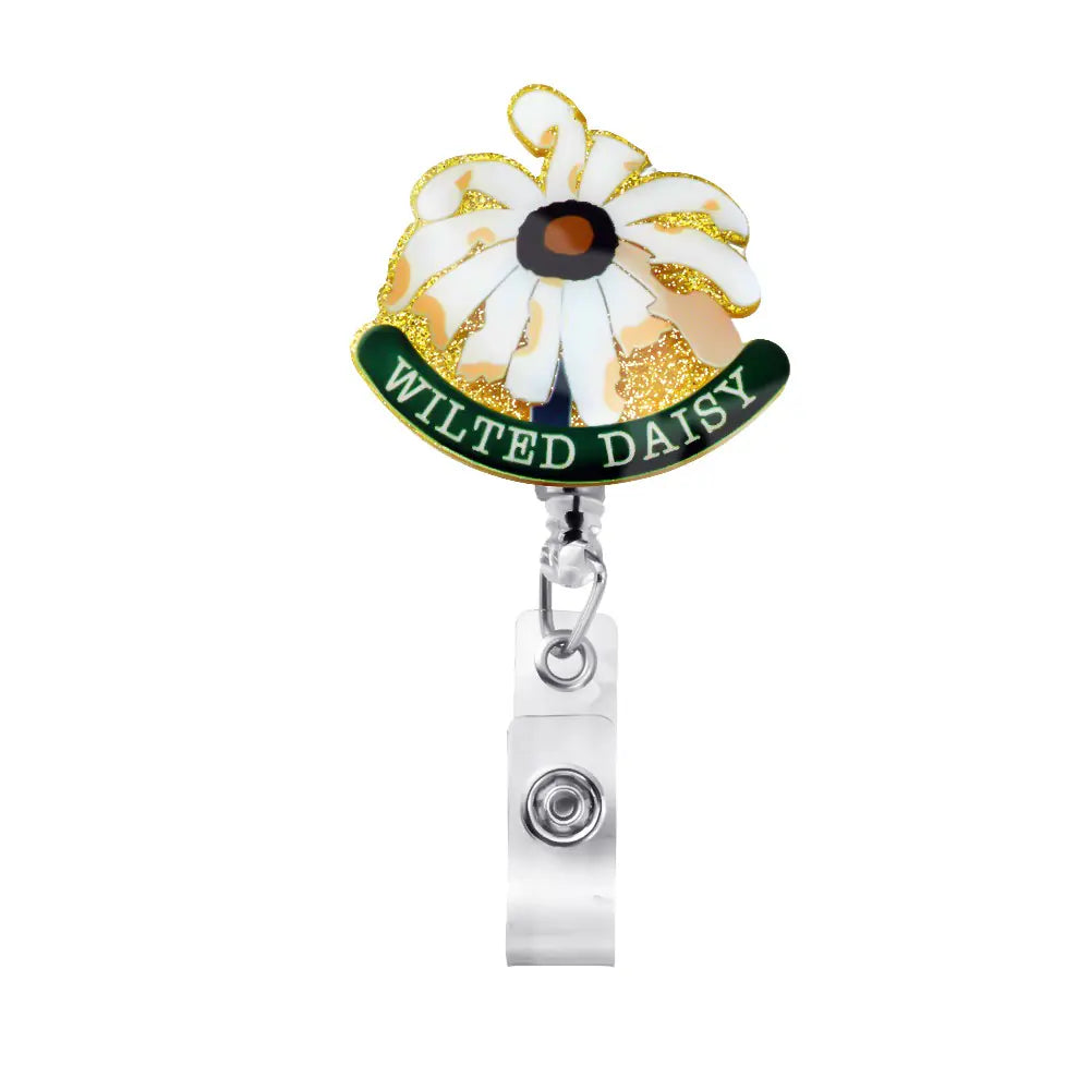 Personalized Wilted Daisy Badge Reel | Nurse gift ideas