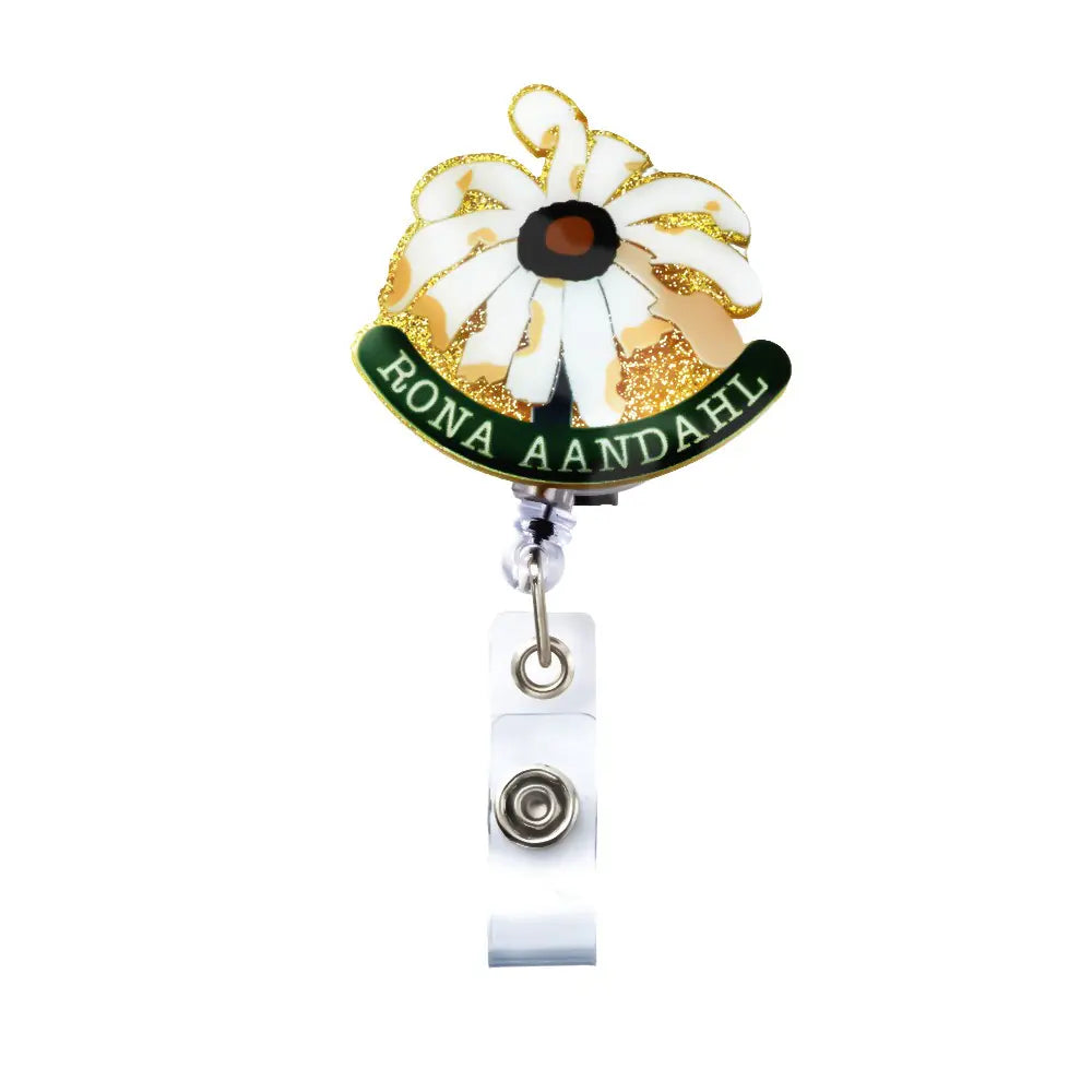 Personalized Wilted Daisy Badge Reel | Nurse gift ideas