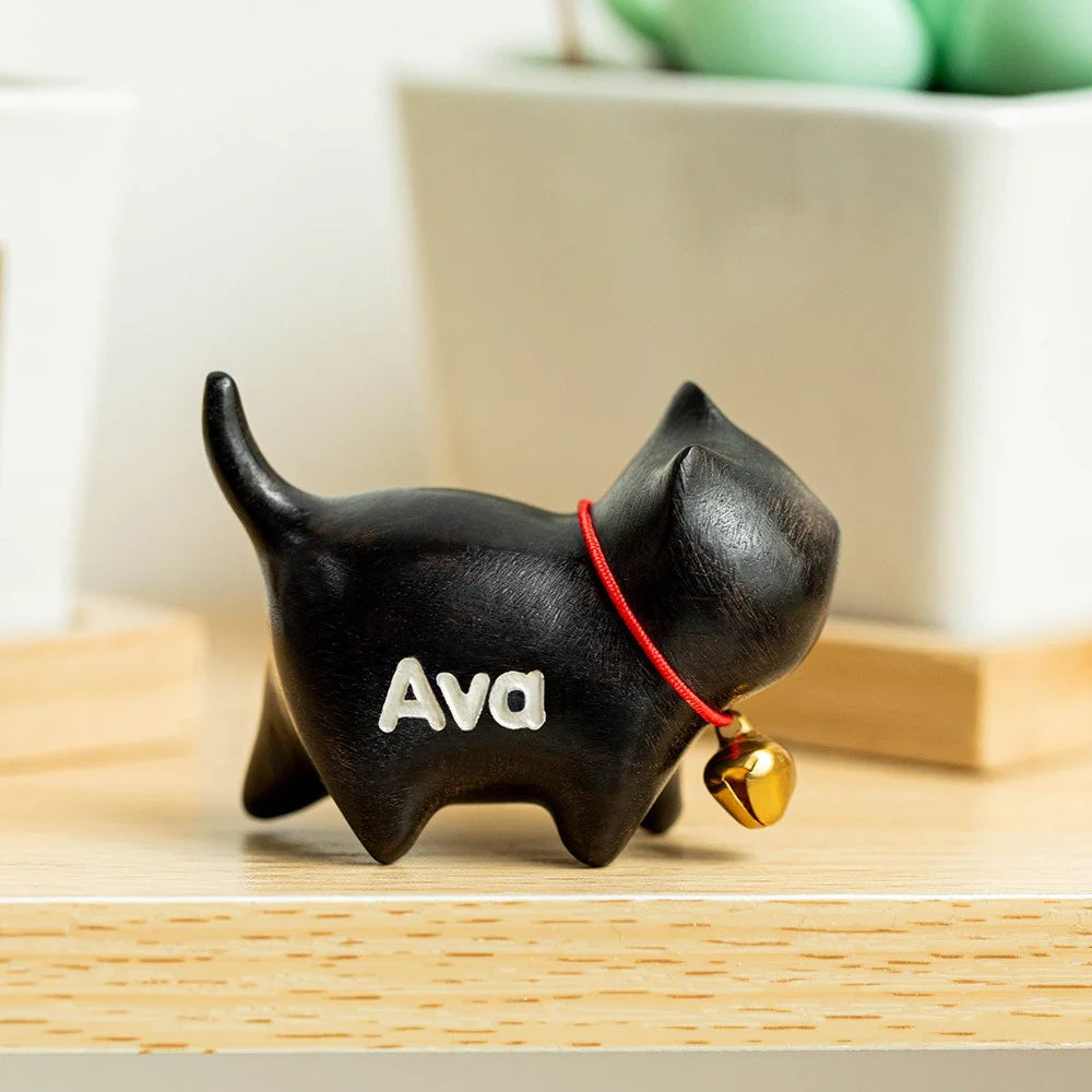 Custom Small Cute Cat Wooden Sculptures Handmade Craft | Cat themed gifts