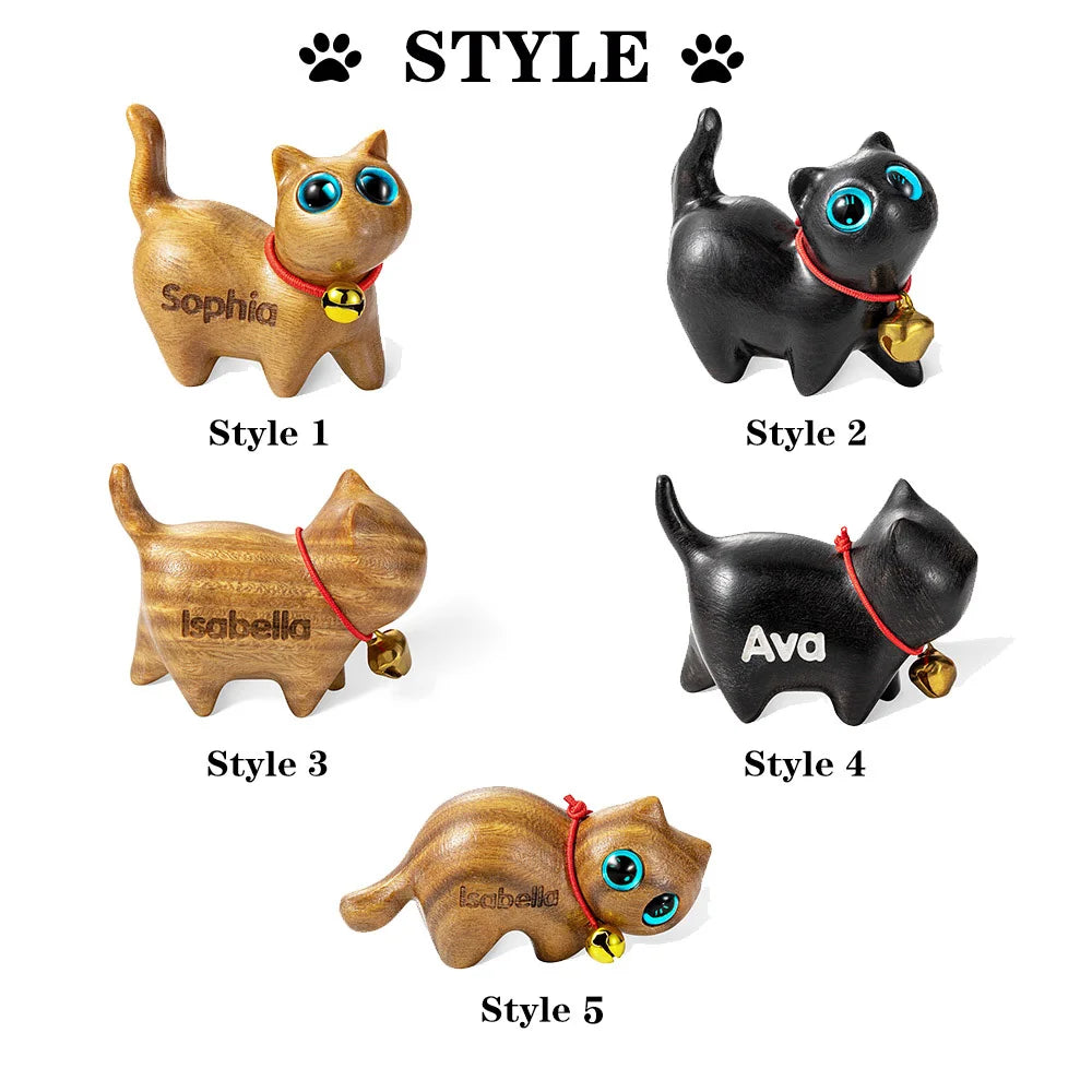 Custom Small Cute Cat Wooden Sculptures Handmade Craft | Cat themed gifts