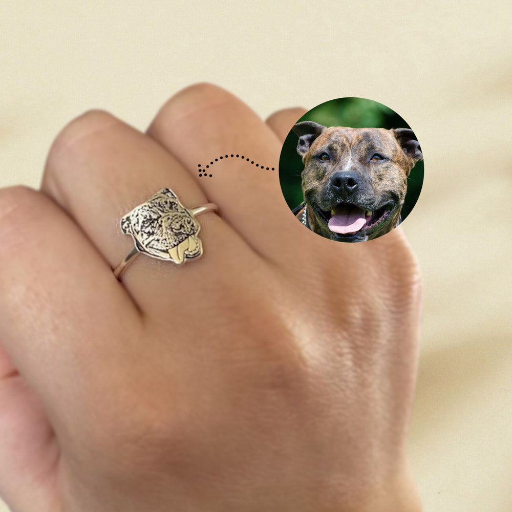 Custom Pet Portrait Ring | Pet memorial gifts