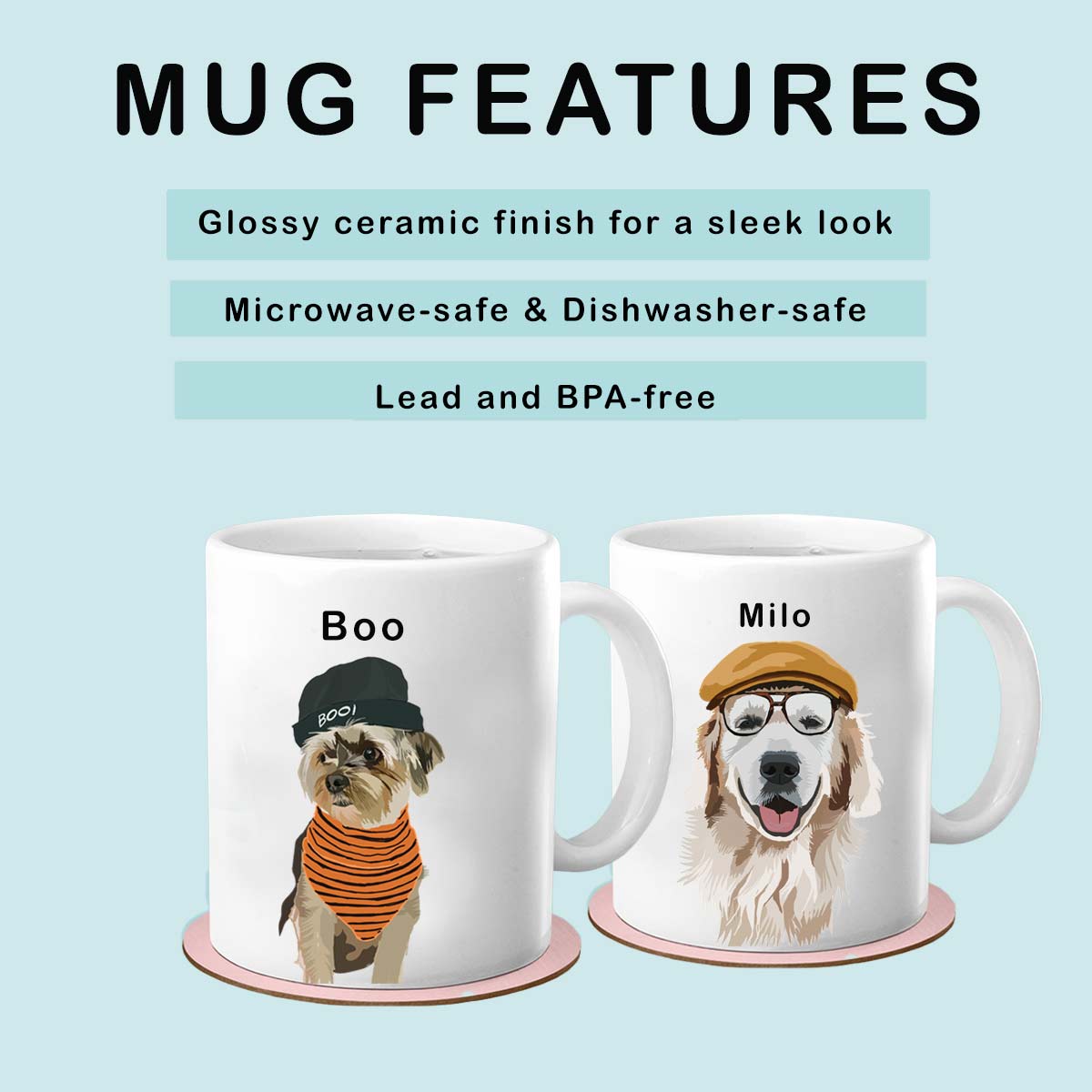 Personalized Dog Mug | Dog Dad Coffee Mug | Mug with dogs face