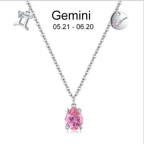 Zodiac necklace | Astrology Constellation & birthstone Sterling Silver 925 necklace