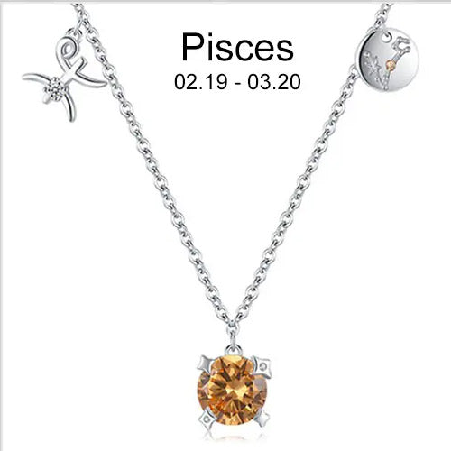 Zodiac necklace | Astrology Constellation & birthstone Sterling Silver 925 necklace