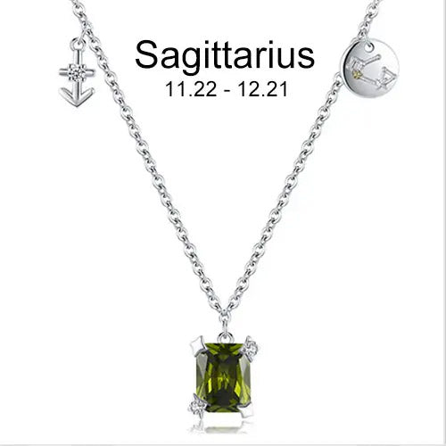 Zodiac necklace | Astrology Constellation & birthstone Sterling Silver 925 necklace