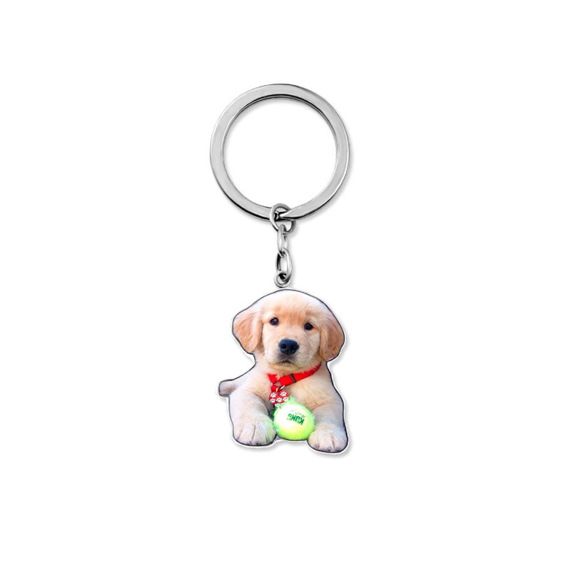 Engraved Pet Color Photo Keychain