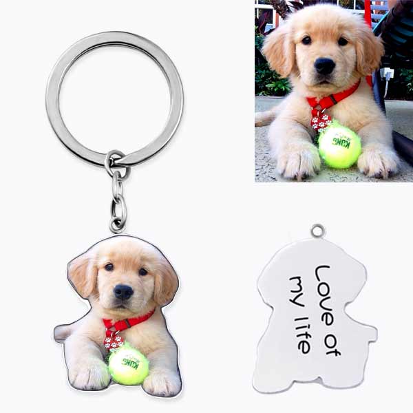 Engraved Pet Color Photo Keychain