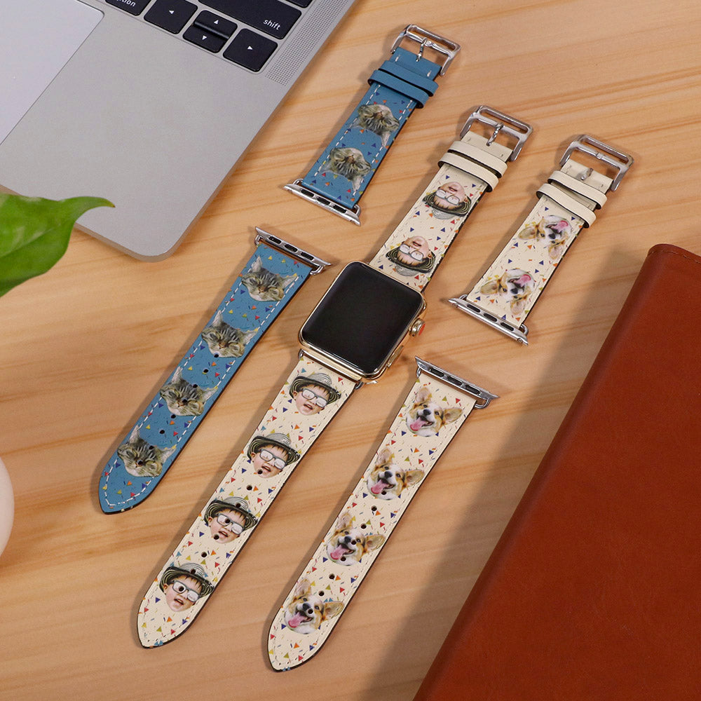 Personalized Photo Leather Watch Band for Apple Watch