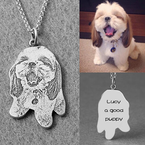 Custom Pet Portrait Engraved Necklace