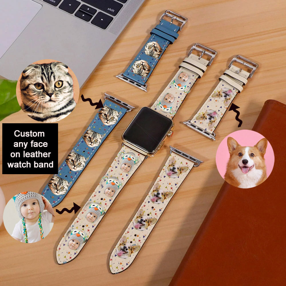 Personalized Photo Leather Watch Band for Apple Watch