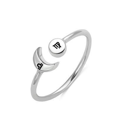 Moon and sun ring | Personalized Sun & Moon Zodiac Silver Ring