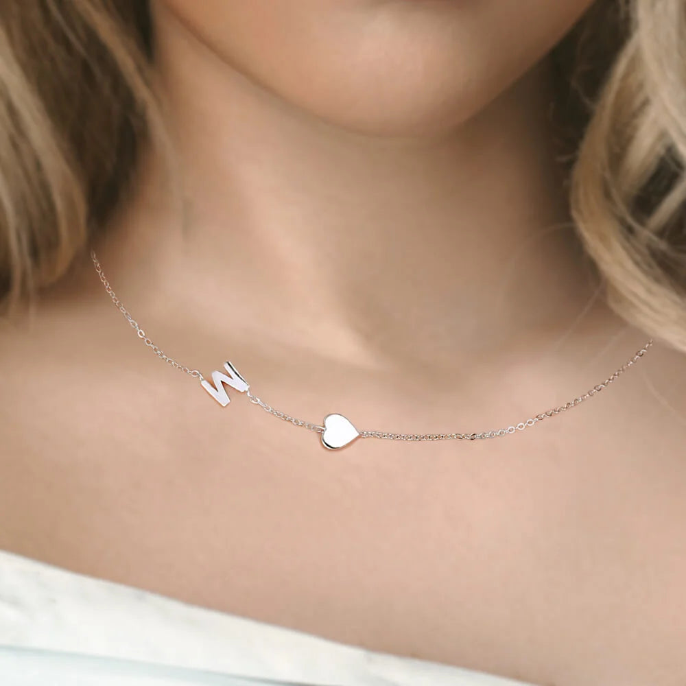 Personalized initial necklace | Necklace with heart and initial