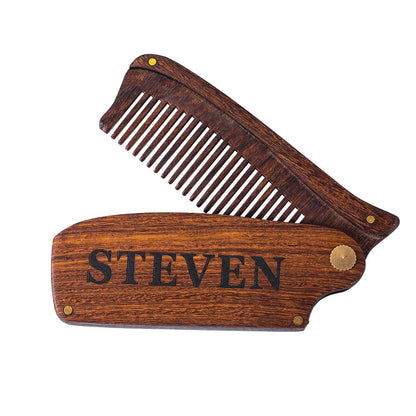 Custom Folding Wooden Beard comb for /Dad/ Boyfriends/ Groomsmen