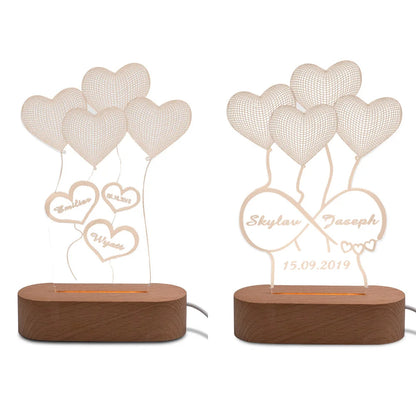 Personalized 3D Heart Illusion Lamp | Custom anniversary gifts
