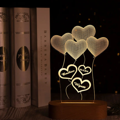 Personalized 3D Heart Illusion Lamp | Custom anniversary gifts