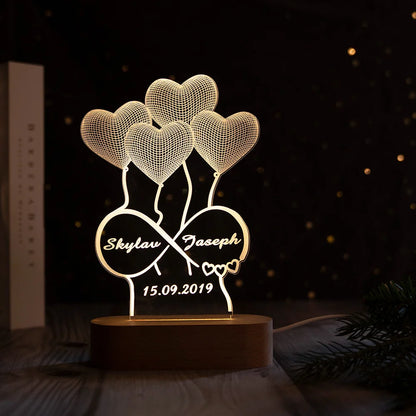Personalized 3D Heart Illusion Lamp | Custom anniversary gifts