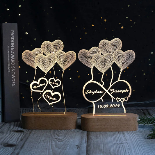 Personalized 3D Heart Illusion Lamp | Custom anniversary gifts