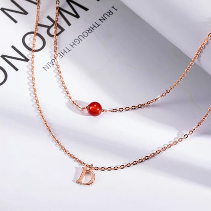 Personalized initial necklace with moonstone birthstone