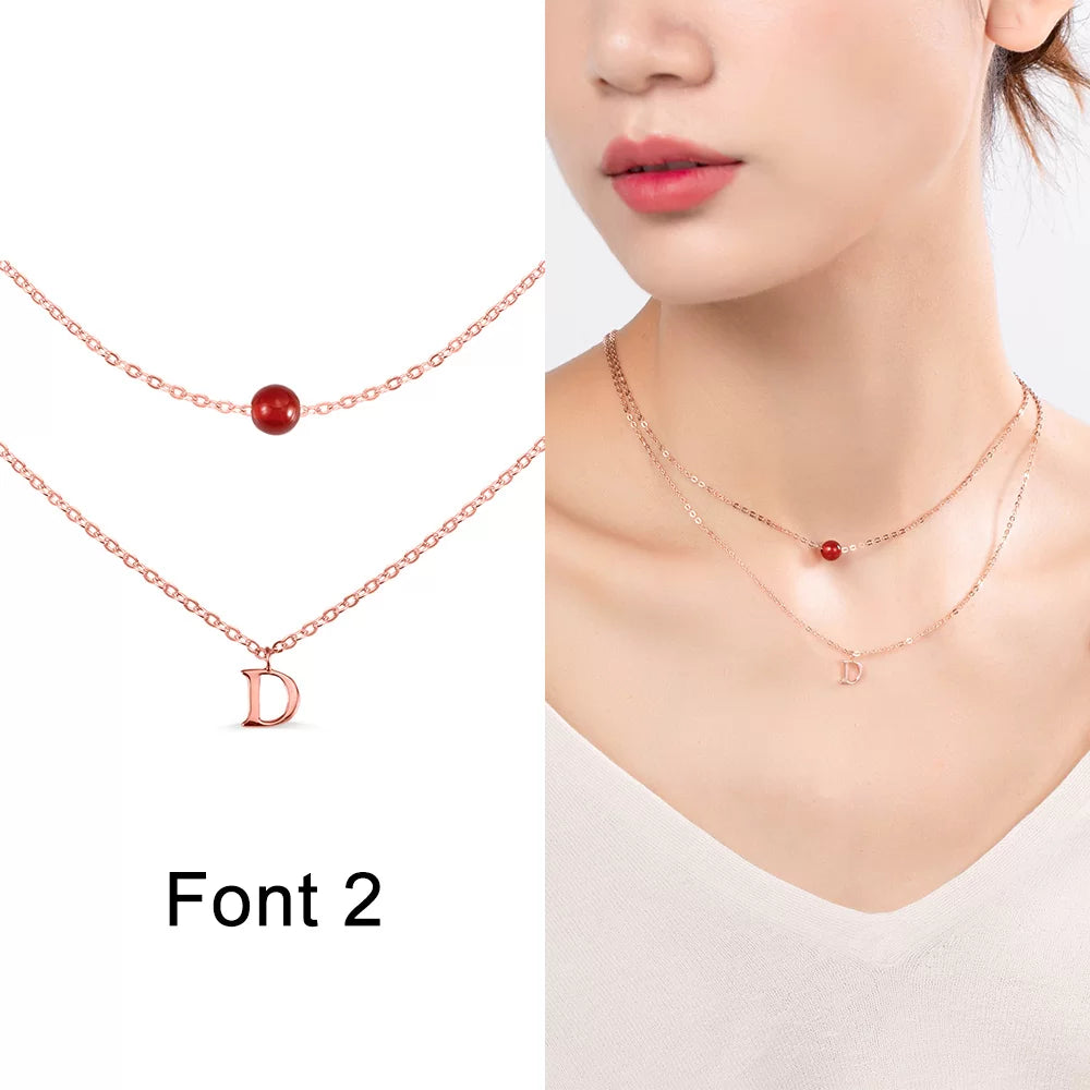 Personalized initial necklace with moonstone birthstone