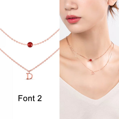 Personalized initial necklace with moonstone birthstone