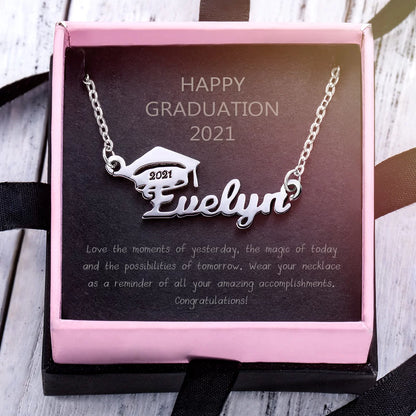 Personalized Bachelor Cap Name Necklace Graduation Gifts |Graduation gifts for her