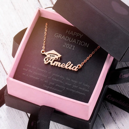 Personalized Bachelor Cap Name Necklace Graduation Gifts |Graduation gifts for her