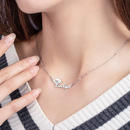 Personalized Bachelor Cap Name Necklace Graduation Gifts |Graduation gifts for her